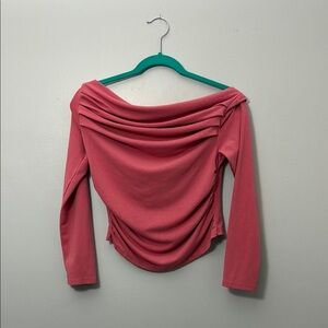 Ruched Pink Top with Long Sleeves
